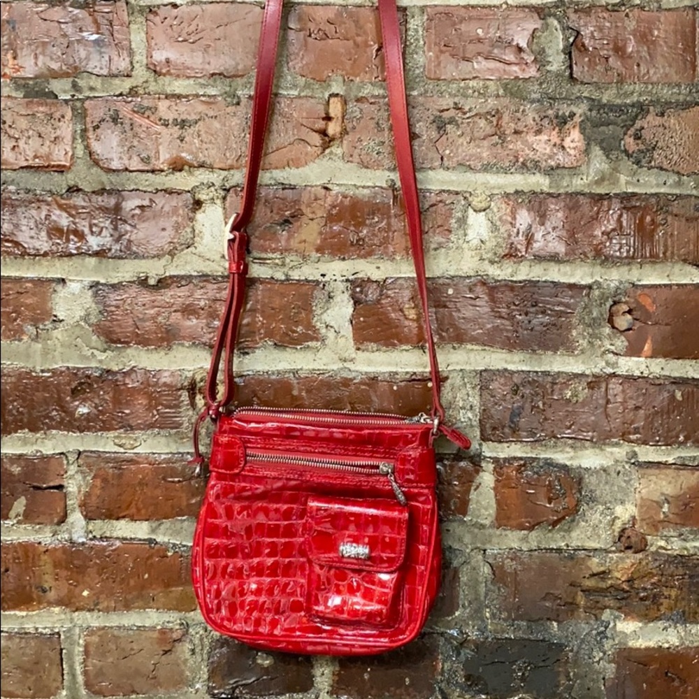Brighton Red Patent Croc Crossbody